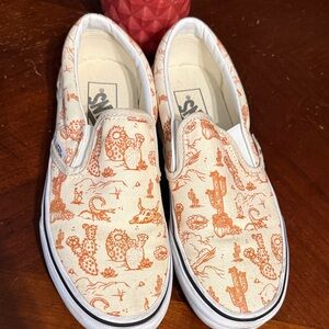 Vans Slip-On Sneakers - Orange Cactus Design